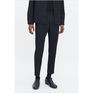 Filippa K Terry Cropped Slim Fit Wool Blend Trousers in Black Men's sz. 48 or M